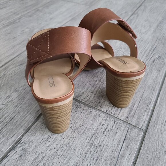 Soda womens wait heels open toe dress sandal cognac brown size 6 - Picture 5 of 10
